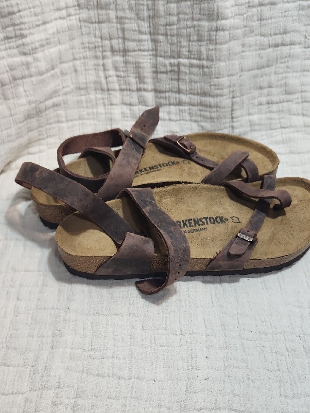 Birkenstock Brown Leather Cross-Strap Sandals - Picture 7 of 7